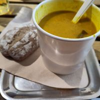 Sweet potato curry soup at De Soepbar - Spuistraat in Amsterdam