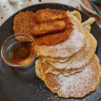 Love the sausage pancakes at Hunter Gatherer in Portsmouth