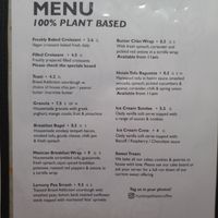 Menu at Hunter Gatherer in Portsmouth