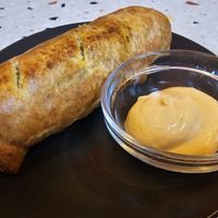 Curried sausage roll and chilli mayo at Hunter Gatherer in Portsmouth
