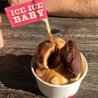 Vegan salted caramel ice cream with shortbread  at Pieminister @ Long Row Social in Nottingham
