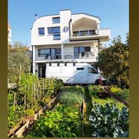 The veggie garden (and our van parked for the night) at B&B Kuca Bajlo in Zadar