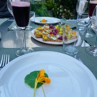 Vegan dinner with local cherry champagne at B&B Kuca Bajlo in Zadar
