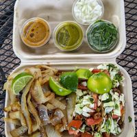 Taco meal with bistec, pastor, and picadillo. at Cosmos Kitchen Food Truck - Pop Up in Mc Allen