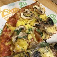 Vegan mozzarella and mushroom - tasty but nothing special   at Latin Pizza in Bucharest