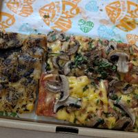 Potatoes and cheese pizza.
Mushroom and cheese pizza. at Latin Pizza in Bucharest