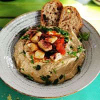 A hummus-based dish with some tofu. Not a fan, but it's nutritious. at Coolinart in Bucharest