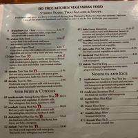 Current plant based menu section (March 2024) at Bo Tree Kitchen in Belfast