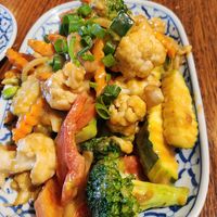 Stir fry vegetables with satay sauce at Arani Thai Restaurant in Geelong