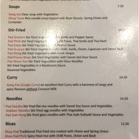 Separate vegan menu at Arani Thai Restaurant in Geelong