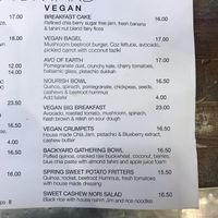 Vegan menu at The Backyard in Geelong