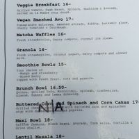 Vegan menu at The Backyard in Geelong