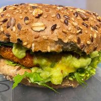 Der Held Burger on a multi-grain bun at Peter Pane in Leipzig