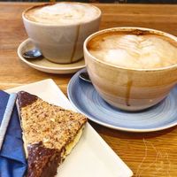 Nussecke and cappuccino ❤️ at Vrohstoff in Wurzburg