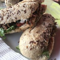 Veggie shawarma in a seeded baguette  at Mahorgany - ANC Mall in Accra
