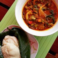 Vegan Okro Soup and Banku  at Mahorgany - ANC Mall in Accra