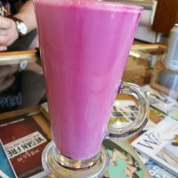 A very pretty and tasty beetroot latte  at Be The Change - Bake a Difference in Worcester