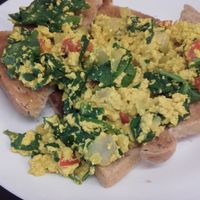 Scrambled tofu on toast at Be The Change - Bake a Difference in Worcester