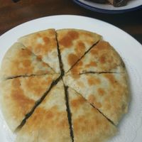 filled pancake (and fungus in the background) at Fanye SuShi in Dali