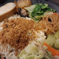 Set with rice, veggies ans vegan meat. at Vegetarian Seeds 禾苗素食 in Taipei