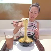 noodles with vegan egg and iced chocolate at Loving Hut - Amoy Plaza in Kowloon