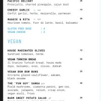 Vegan menu   at Shore Cafe in Alkimos