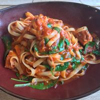 Neopolitan Tofu Fettuccine  at Shore Cafe in Alkimos