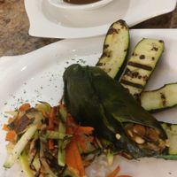 vegan chile relleno with mole at La Diosa De Los Moles in Paramount