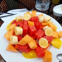 Fruit plate at Casa de Cafe B&B in Copan Ruinas