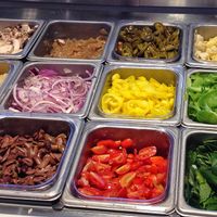 Lots of veggie toppings  at Blaze Pizza - Eisenhower Pkwy in Ann Arbor