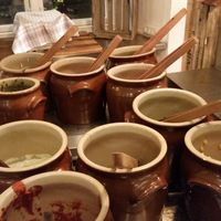 Salad dressings and salad at RizRaz - Kannikestraede in Copenhagen