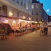 Street, outdoor seating at RizRaz - Kannikestraede in Copenhagen