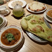 On the left side + the green nan : vegan, on the right side, vegetarian  at Nataraj - Harajuku Omotesando in Tokyo