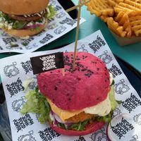 Chicken and Truffle Burger at Vegan Junk Food Bar - Eastside in Amsterdam