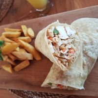 bad fries and tasteless tofu wrap at Tigerlillys in Lembongan