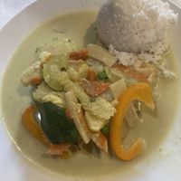 Green curry with tofu  at Lek's Railroad Thai in Montgomery