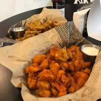Fried pickles & Buffalo cauliflower  at Birch Bark Eatery in Glen Falls