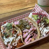 Taco trio: Hawaii chicken, shrooms and jackfruit   at Goodness Gracias in Palm Beach