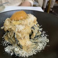 Charcoal bucatini  at Mark & Vinny's Spaghetti & Spritz in Surry Hills