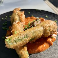 Stuffed pumpkin flower  at Mark & Vinny's Spaghetti & Spritz in Surry Hills