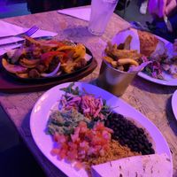 Vegan fajitas with soya chunks and side of plantain fries at The Hungry Mexican in Dublin