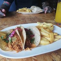 Chilli soy mince tacos (burrito in background) at The Hungry Mexican in Dublin