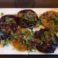 Beet ravioli at Stone Hearth Grille in Tropic