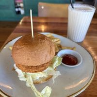 ‘Chicken’ troppo burger and milkshakee  at Ruby Lonesome in Petersham