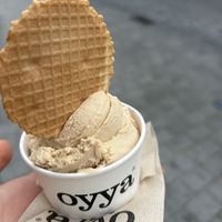 Vegan hazelnut with their vegan wafer  at Oyya in Bruges