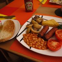 Full English breakfast! Butter also vegan. at Mango Cafe in Mijas