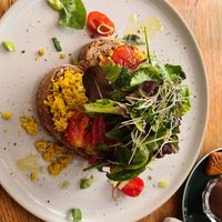 Tofu scrambled toast at Blackbird in Bruges