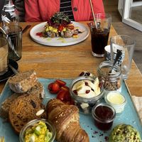 Brunch sampler plate and the avocado toast   at Blackbird in Bruges