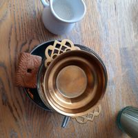 English Breakfast tea with oat milk at Blackbird in Bruges