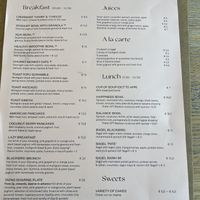 Menu  at Blackbird in Bruges